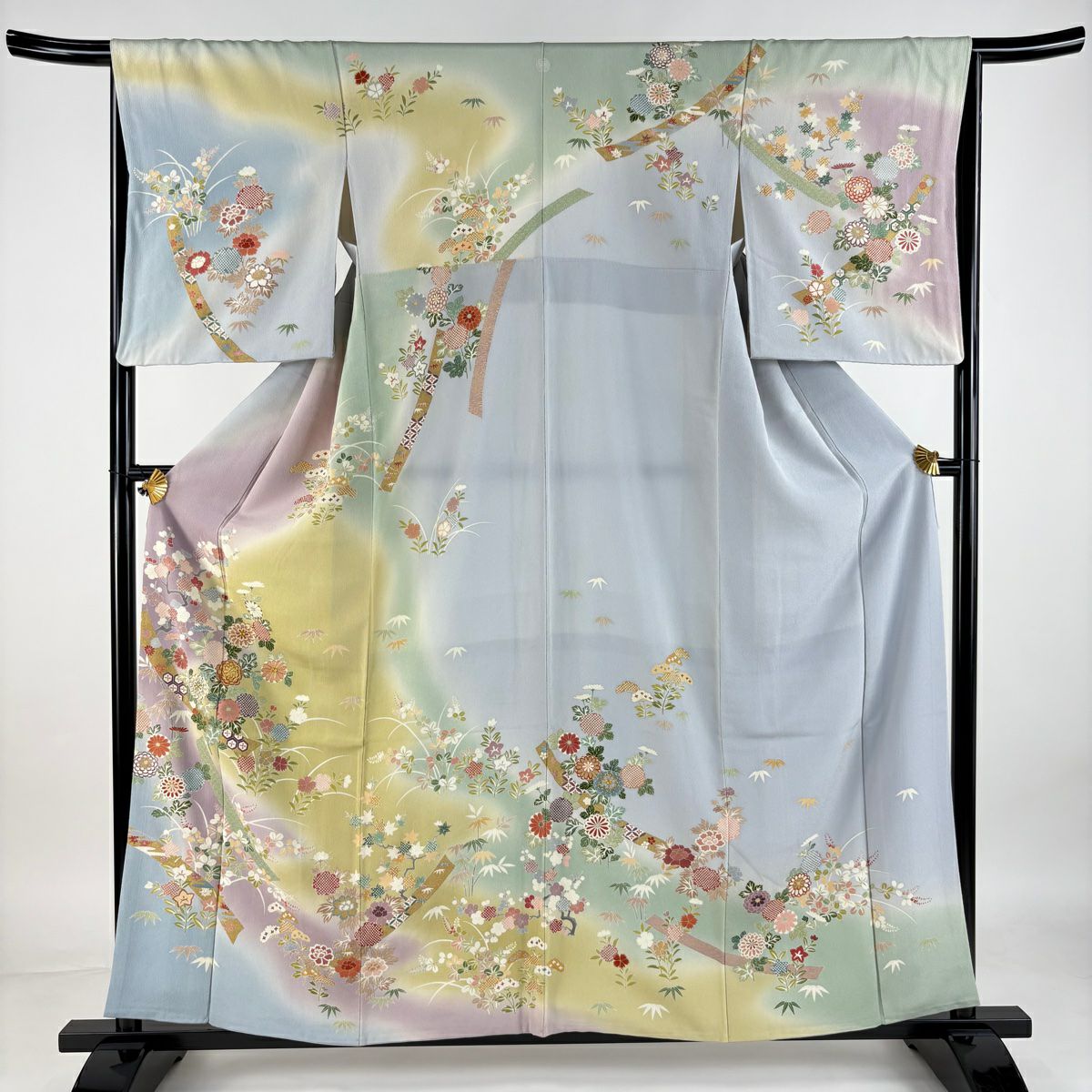 吾妻徳穂 落款あり 身丈158 オレンジ桜橘 振袖 訪問着 身丈158.5cm 裄丈65.5cm M 袷 吾妻徳穂 落款あり 橘 桜