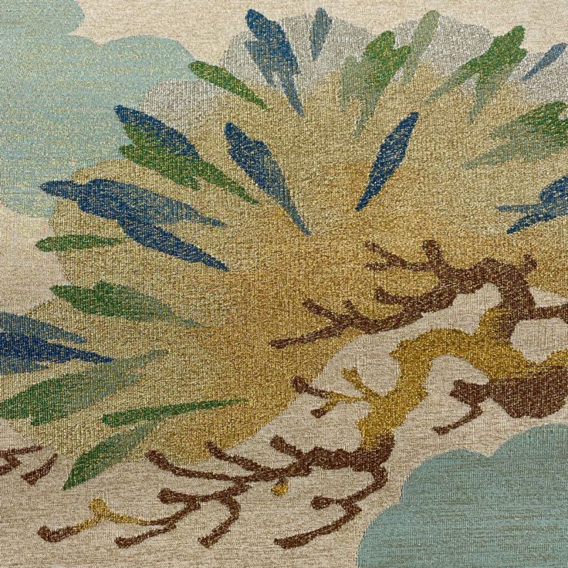 袋帯 美品 秀品 落款あり 白龍庵 松 雲文 箔 金糸 薄緑 お太鼓柄