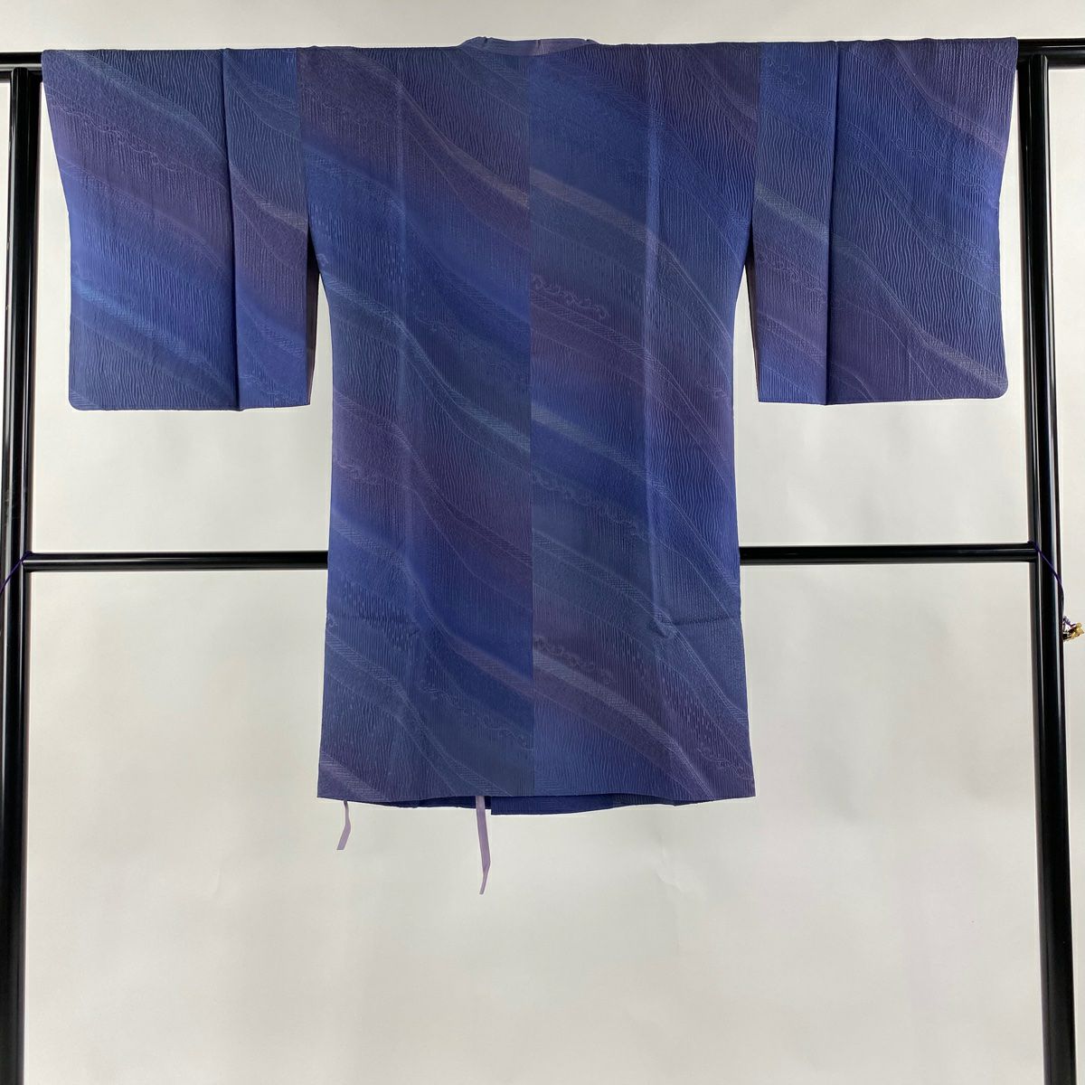 道行 身丈109cm 裄丈69.5cm L 和装コート 千代田衿 霞 濃紫 正絹 逸品  