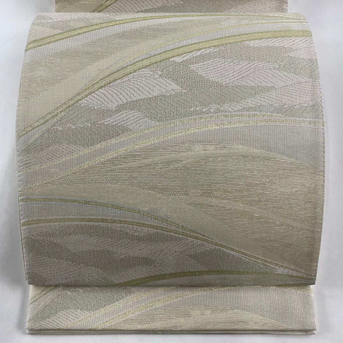 袋帯 秀品 夏帯 絽 草花 竹 金銀糸 箔 ベージュ 六通 正絹｜中古