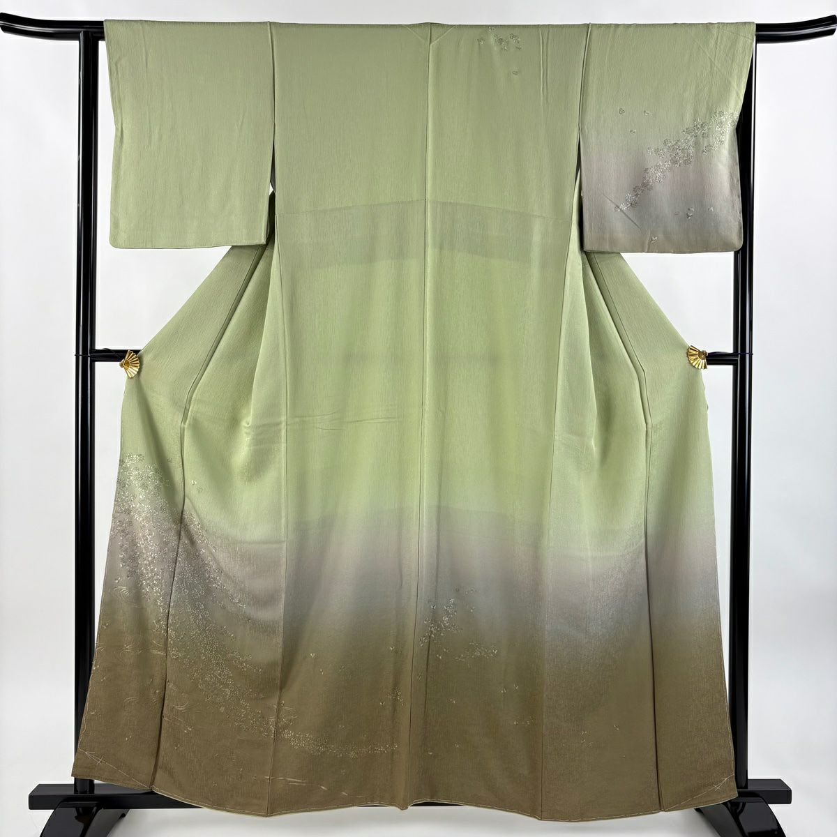 未使用品 訪問着 絞り 黒 枝垂れ桜 身丈162cm 裄丈67cm お洒落 袷 訪問