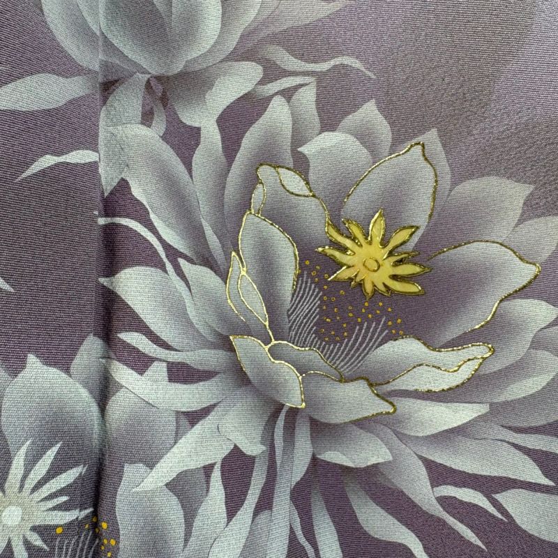 付下げ 身丈158cm 裄丈63cm S 袷 藤本隆士 落款あり 草花 螺鈿 金彩