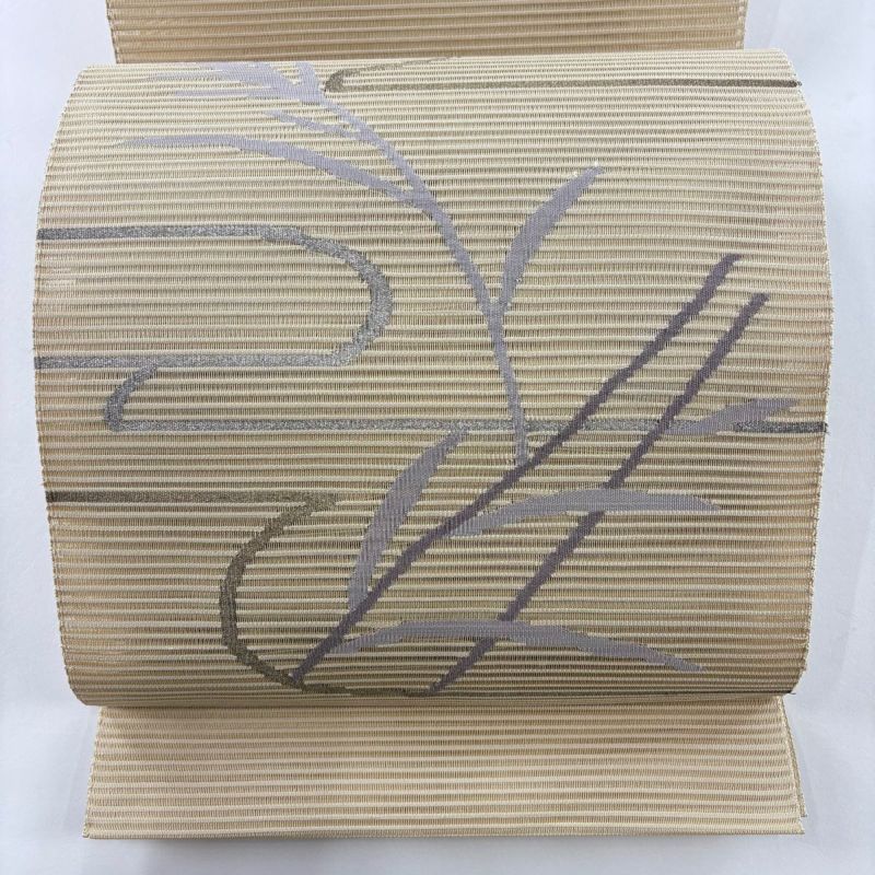 名古屋帯 正絹 新品 未仕立て 反物 カジュアル 薄紫 華紋 未使用