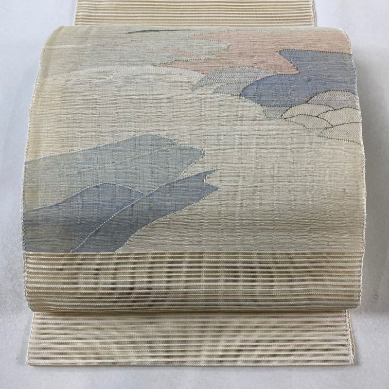 処分市) No.2058 未使用シリーズ正絹雪輪幾何学金銀糸袋帯