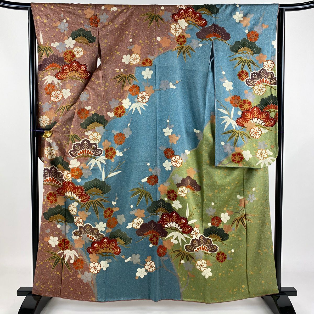 訪問着 美品 秀品 花びら 幾何学 小豆色 袷 身丈162cm 裄丈63.5cm S 正絹 【中古】 ｜仕立て上がり