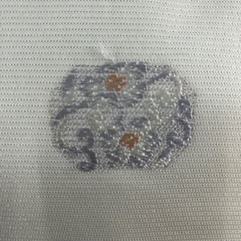 名古屋帯 秀品 夏帯 花唐草 銀糸 クリーム 正絹｜中古・古着