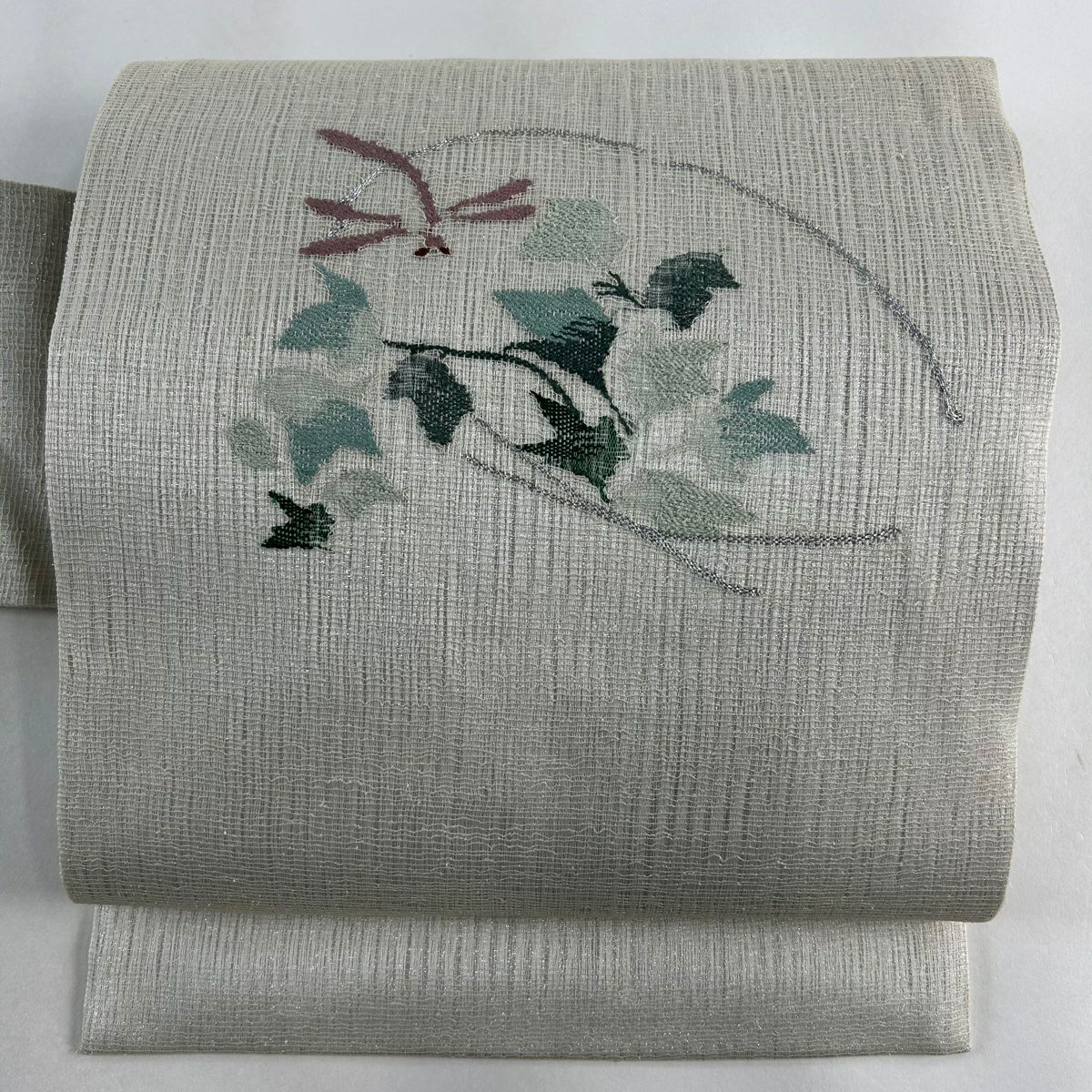 名古屋帯 美品 秀品 夏帯 絽 幾何学模様 金銀糸 クリーム 正絹