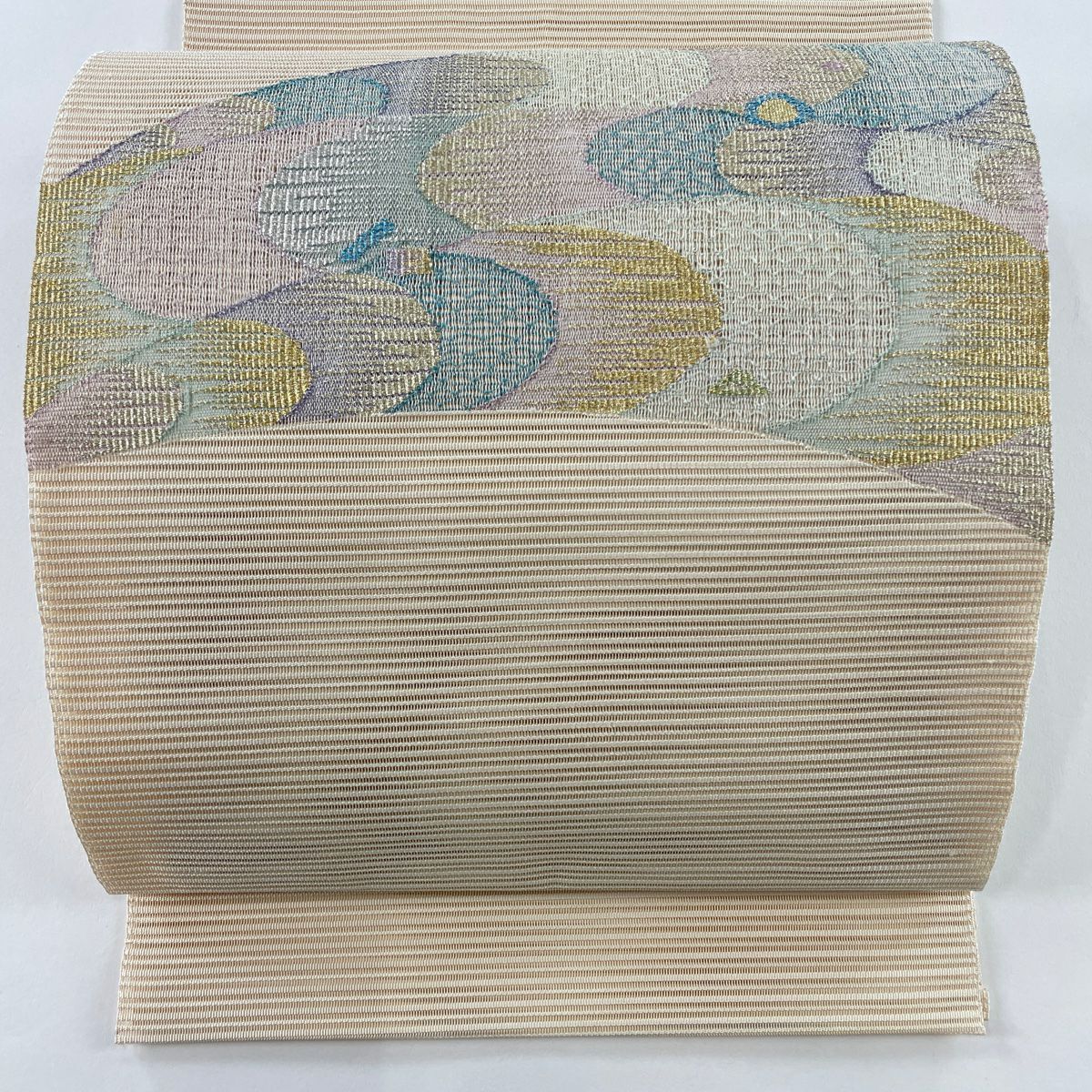 名古屋帯 美品 秀品 夏帯 絽 八寸名古屋帯 松葉仕立て 草花 流水