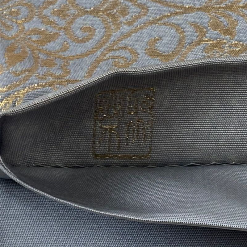 逸品□正絹□帝王紫手工藝紬すくい織□向い鳥華文様袋帯