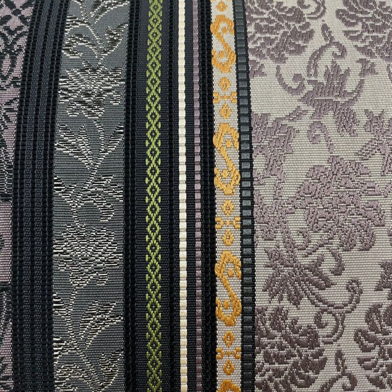 名古屋帯 美品 逸品 夏帯 八寸名古屋帯 松葉仕立て 草花 縞 黒