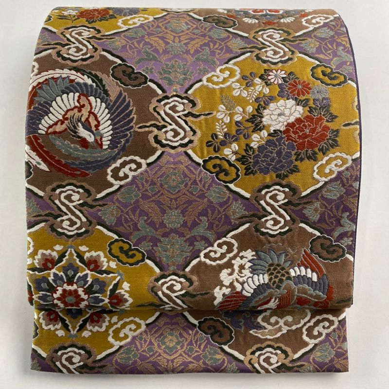 袋帯 名品 証紙あり 瑞祥彩錦 唐織 箔 紫 六通 正絹|中古・古着 袋帯 名品 証紙あり 瑞祥彩錦 唐織 箔 紫 六通 正絹|中古・古着