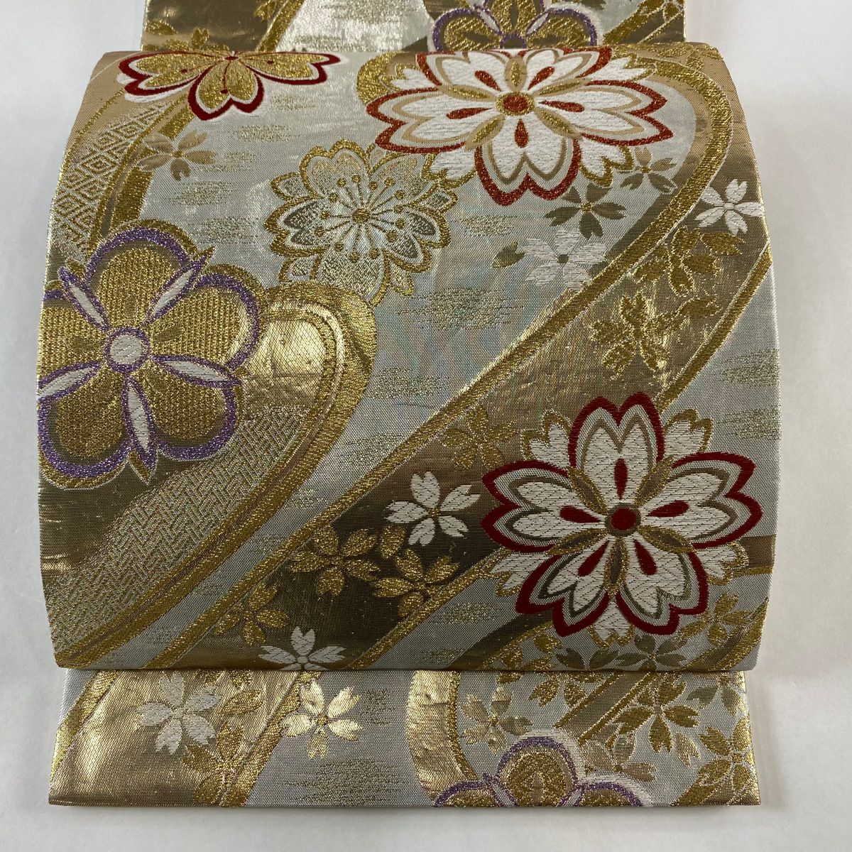 袋帯 美品 秀品 桜 箔 金糸 金色 六通 正絹|中古・古着 袋帯 美品 秀品 桜 箔 金糸 金色 六通 正絹|中古・古着