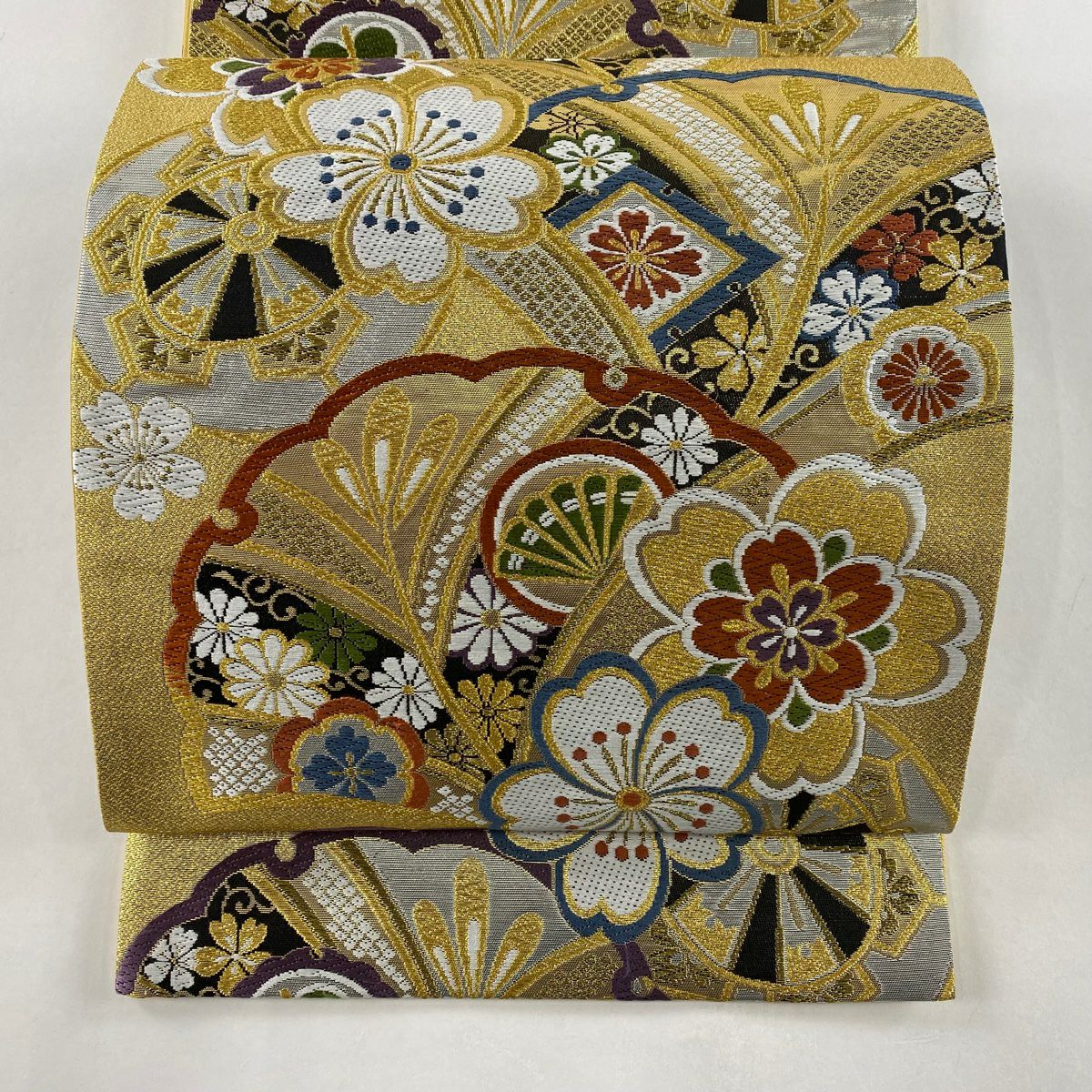 袋帯 美品 秀品 桜 箔 金糸 金色 六通 正絹|中古・古着 袋帯 美品 秀品 桜 箔 金糸 金色 六通 正絹|中古・古着