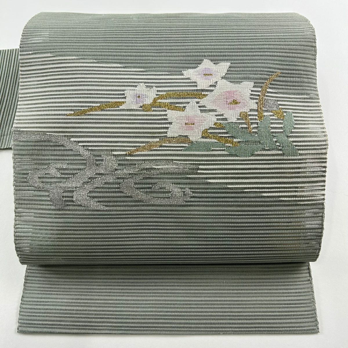 名古屋帯 秀品 夏帯 絽 八寸名古屋帯 松葉仕立て 霞 金銀糸
