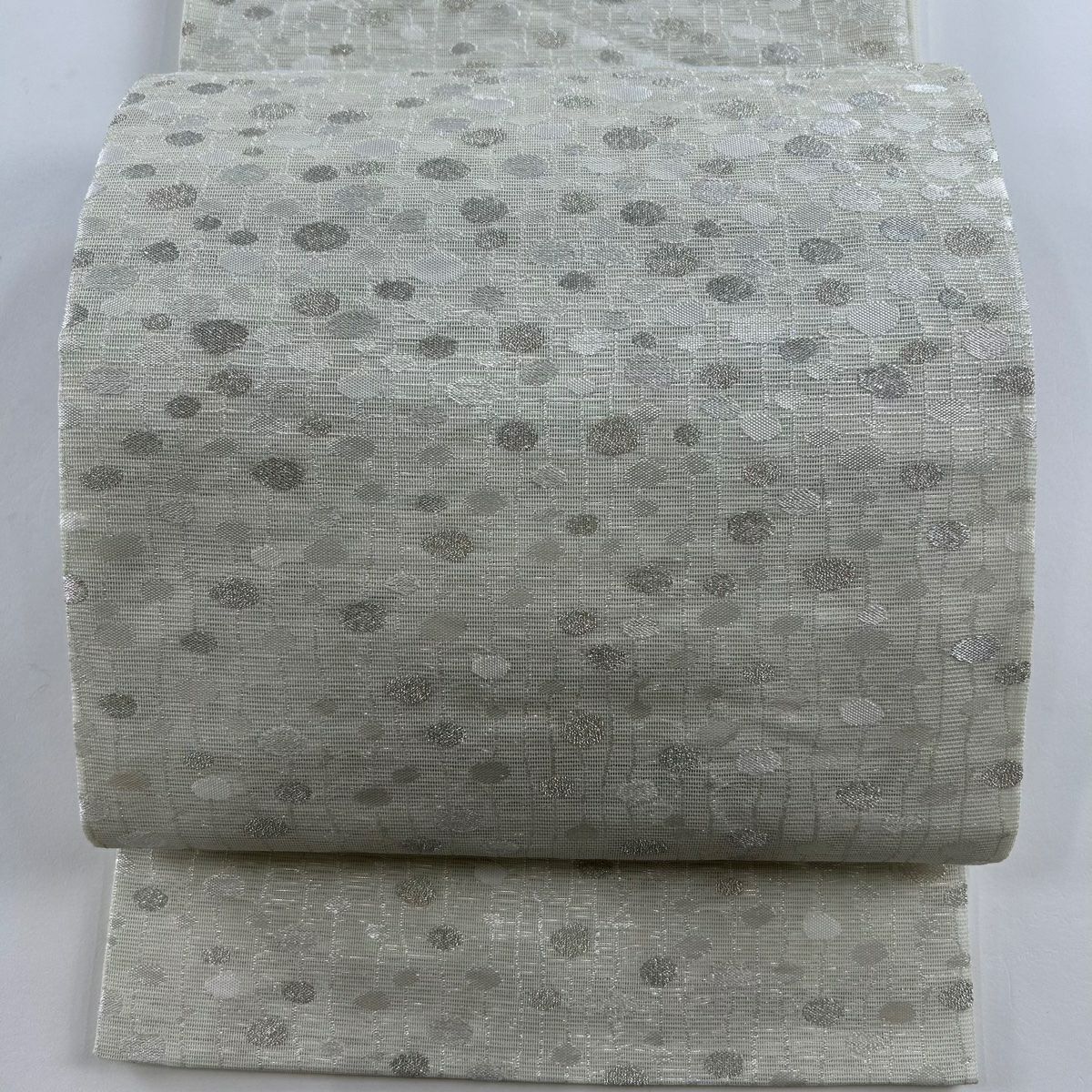 お気にいる 夏帯 秀品 袋帯 紗 正絹｜中古 六通 灰白 箔 金銀糸 草花 道長取 着物・浴衣