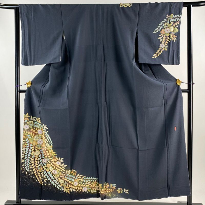 ZY630 染大島 単衣 辻ヶ花 ぼかし 金彩 逸品 希少