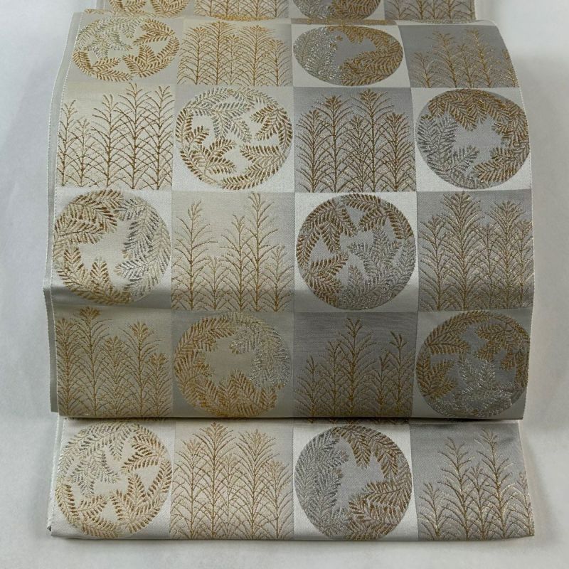 袋帯 美品 秀品 丸文 松 金銀糸 灰色 六通 正絹|中古・古着 袋帯 美品 秀品 丸文 松 金銀糸 灰色 六通 正絹|中古・古着
