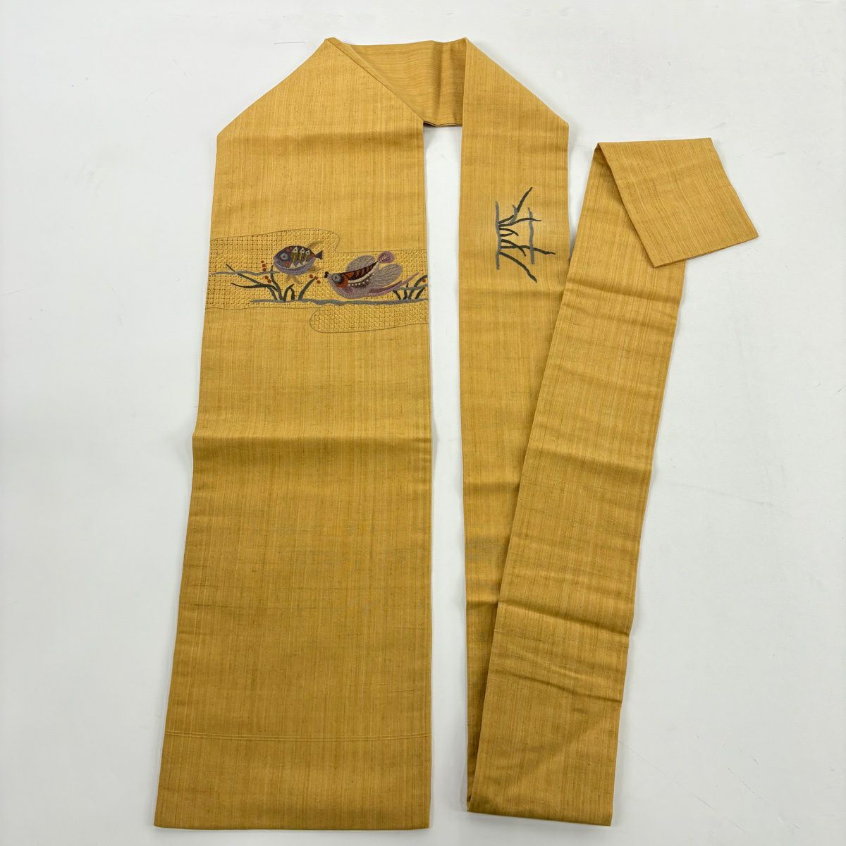 美品】 小紋 身丈158cm 裄丈64.5cm M 袷 名古屋帯セット 幾何学 灰紫