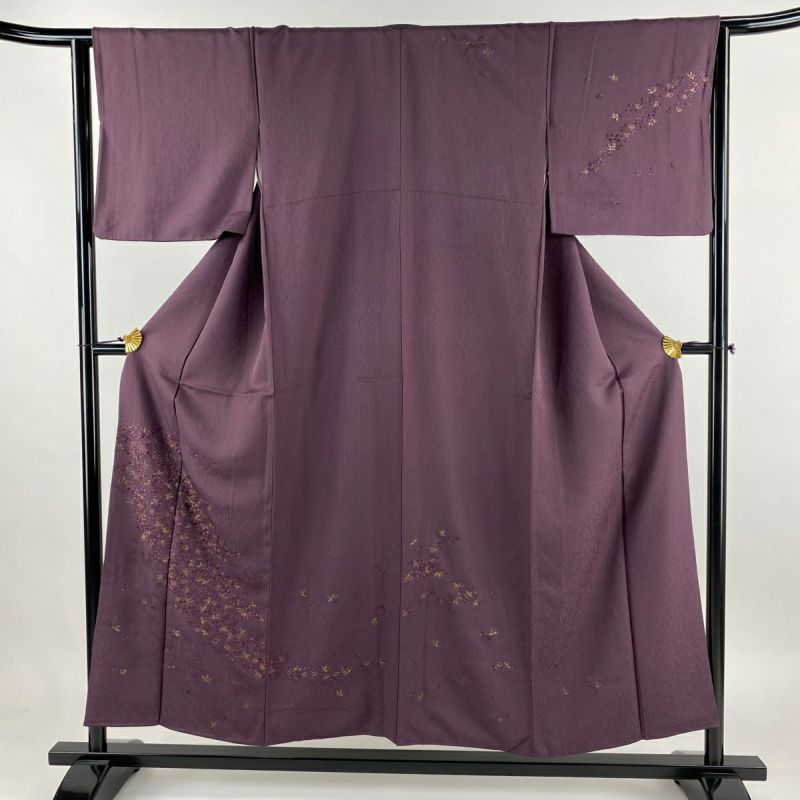 7)着物 袷 付け下げ 風神雷神 正絹 身丈161cm