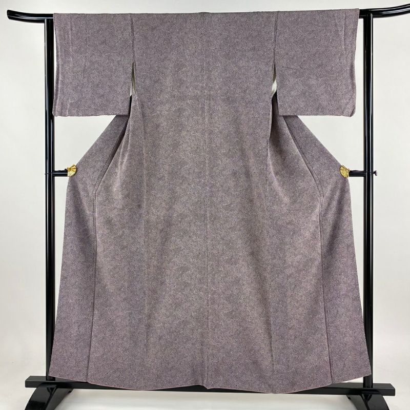 小紋 身丈155cm 裄丈62.5cm S 袷 菊 濃紫 正絹 名品｜中古・古着