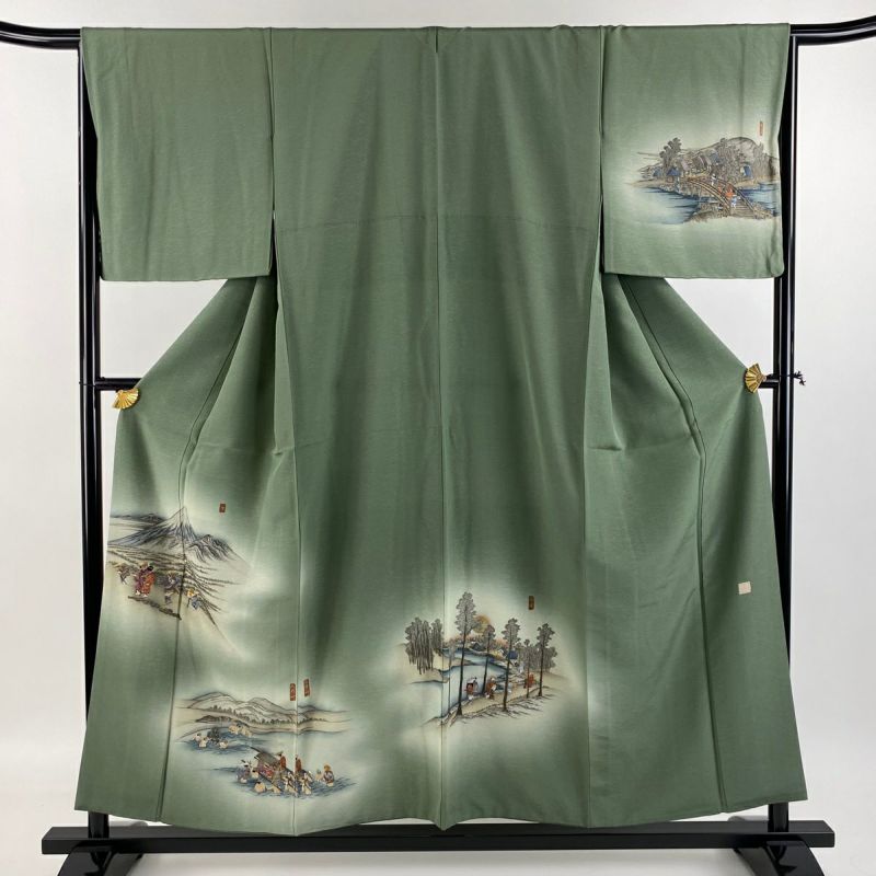 美品】絽の附下 クレマチス 正絹 身丈158裄67 クリーニング済