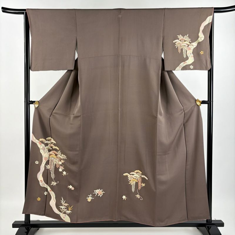 付下げ 身丈156.5cm 裄丈64cm M 袷 松竹梅 道長取り 金糸 金彩