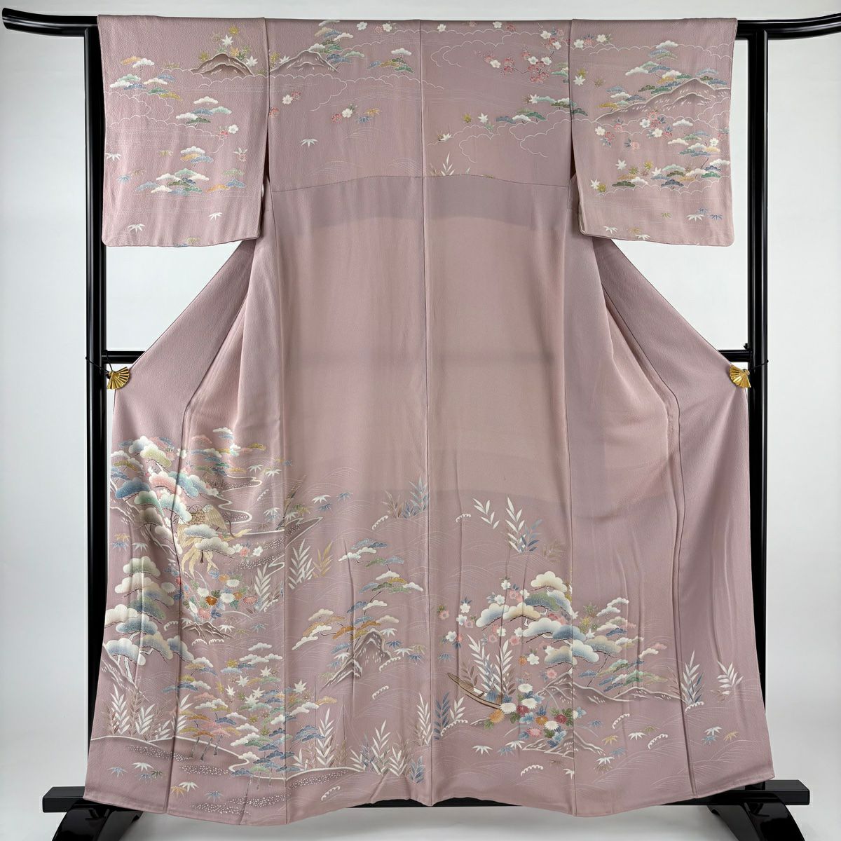 袋帯 美品 秀品 草花 箔 ピンク 六通 正絹｜中古・古着