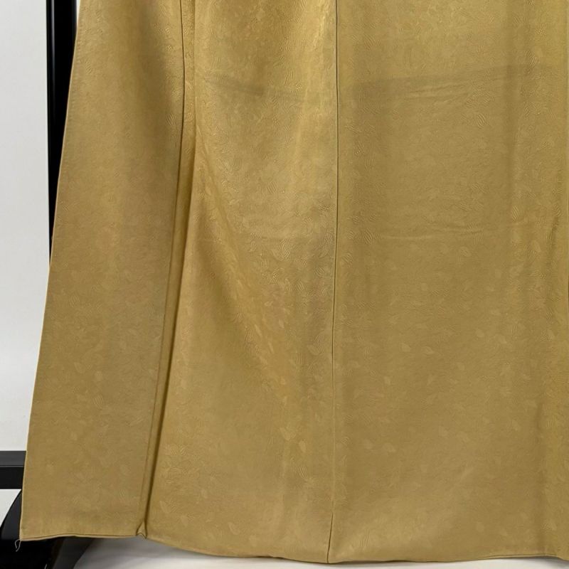 色無地 身丈166cm 裄丈69cm L 袷 地紋 山吹色 正絹 美品 秀品 一
