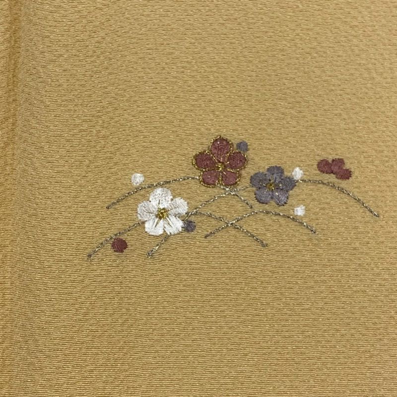 小紋 身丈165cm 裄丈67.5cm L 袷 やまと 草花 刺繍 金銀糸