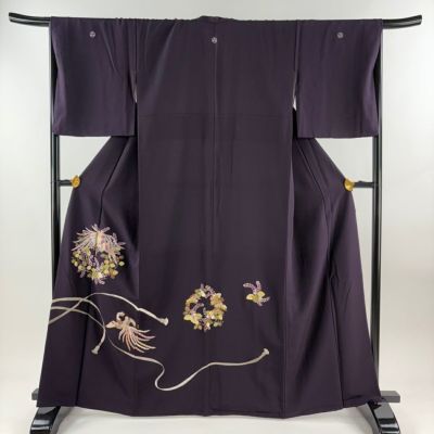 裄65.5 身丈156 袖46.5 色留袖 比翼有り 三つ紋 丸に剣花菱紋