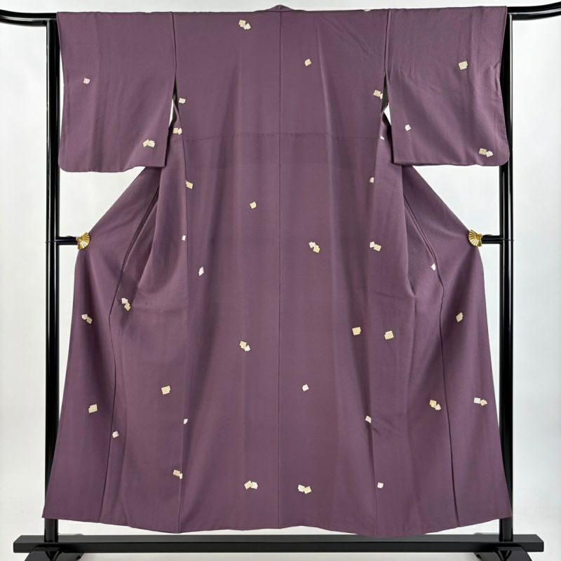 江戸小紋 身丈157cm 裄丈65cm M 袷 鮫 紫 正絹 名品