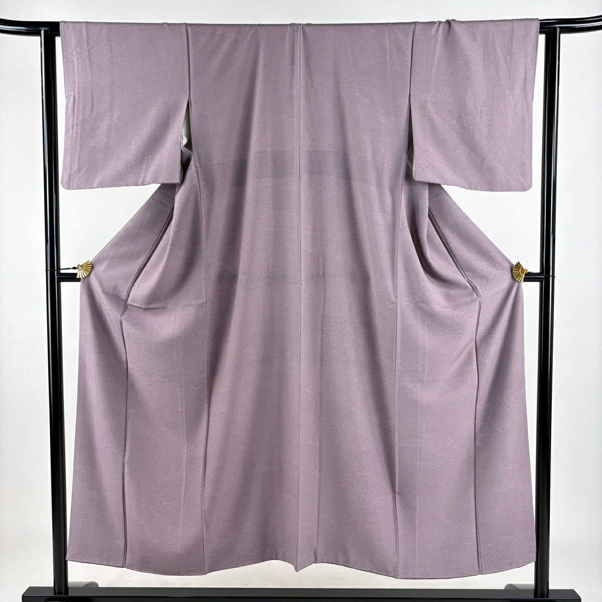 江戸小紋 身丈159cm 裄丈65.5cm M 袷 草花 青海波 茶緑色 正絹 優品