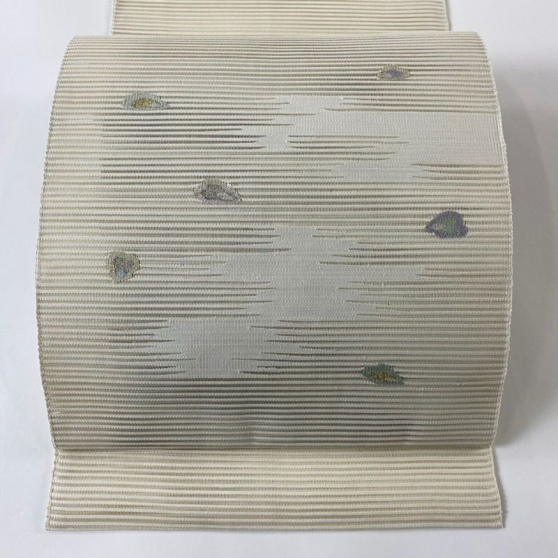 名古屋帯 美品 秀品 夏帯 絽 八寸名古屋帯 花びら 霞 金銀糸