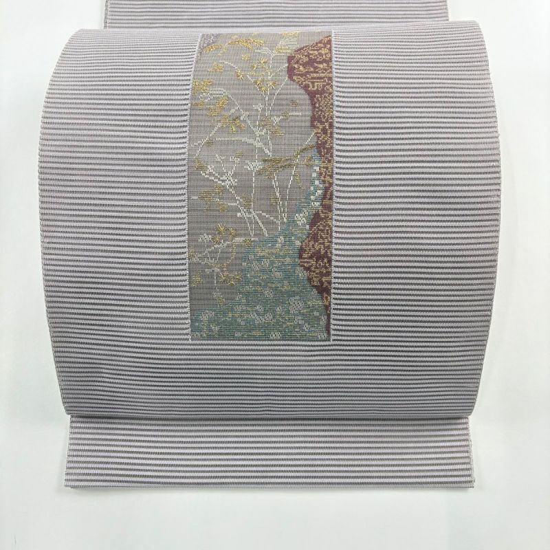 名古屋帯 秀品 夏帯 絽 八寸名古屋帯 トンネル仕立て 短冊 草花