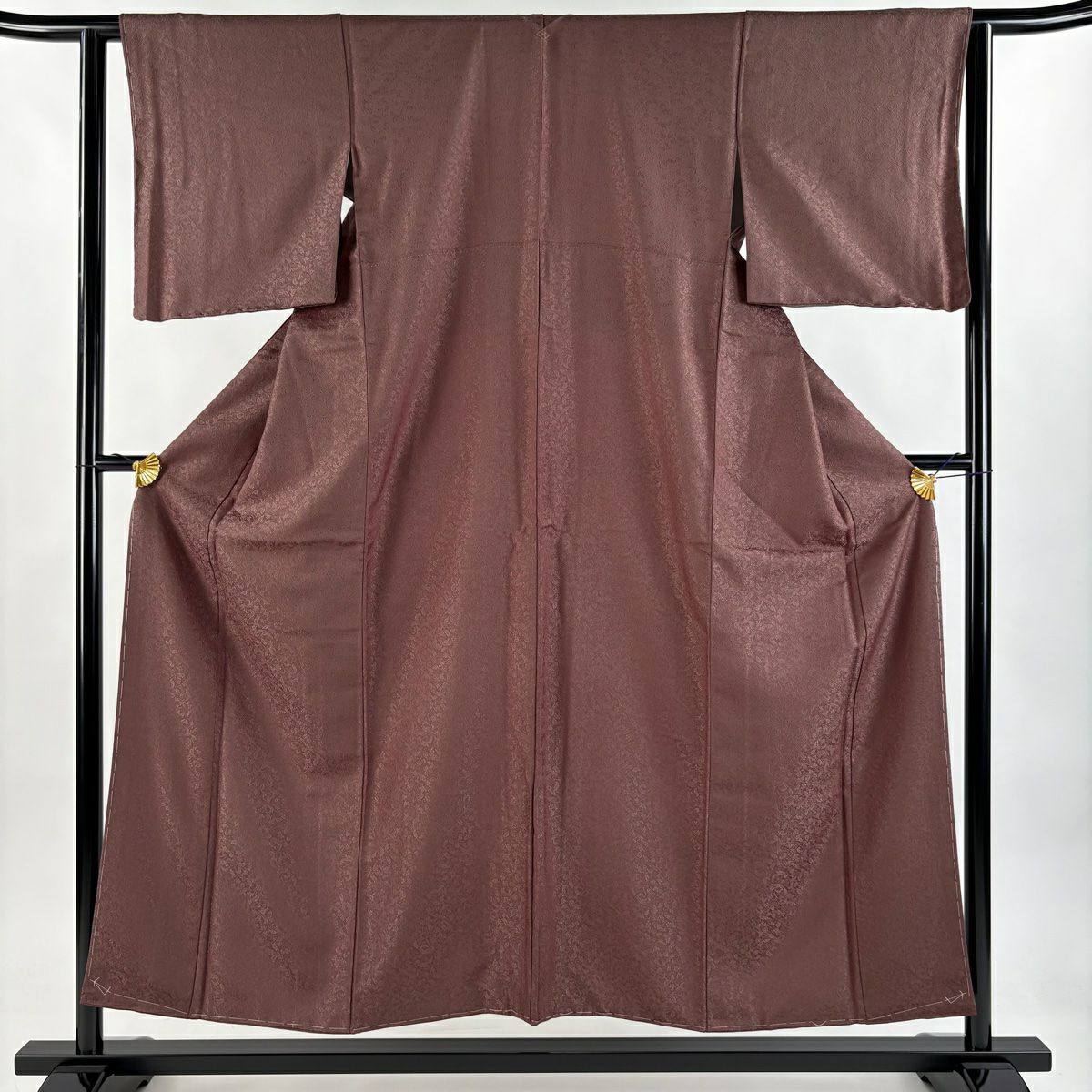 美品】 色無地 身丈156.5cm 裄丈64cm M 袷 地紋 ベージュ 正絹 秀品 一