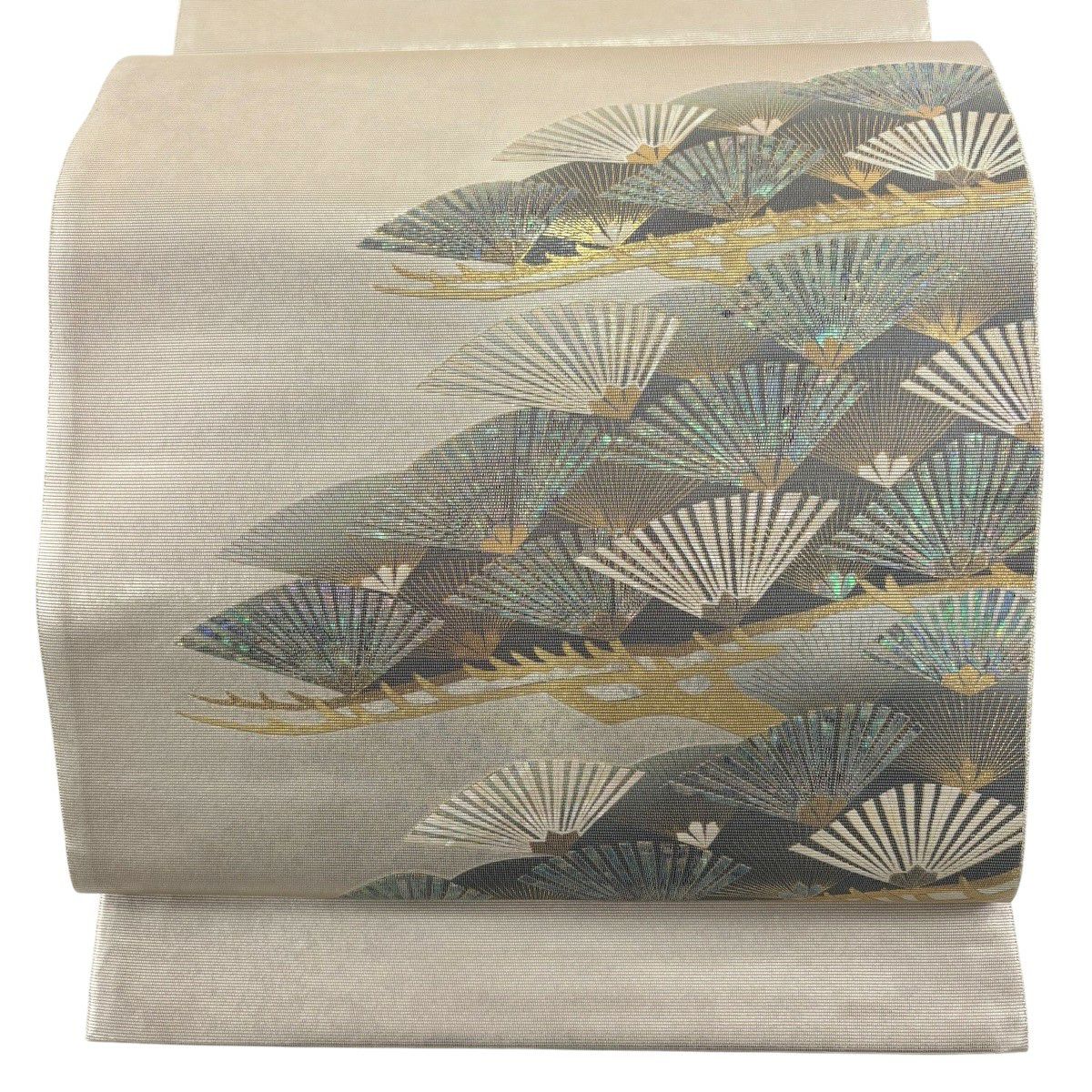 美品】 袋帯 秀品 松 螺鈿箔 金彩 銀色 お太鼓柄 正絹｜中古・古着