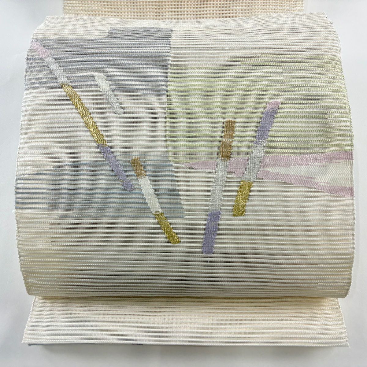 ▲507mn24▲夏帯 流水 幾何学 銀糸 金糸 名古屋帯▲美品 名古屋帯 美品 名品 八寸名古屋帯 夏帯 絽 幾何学模様 金銀糸