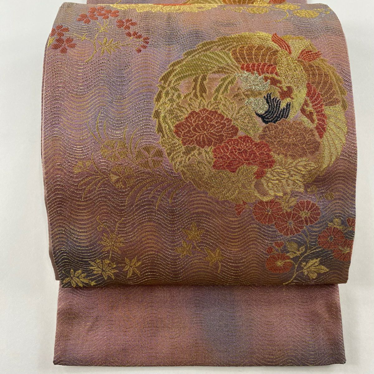 正絹❊袋帯❊六通柄❊洒落帯❊金銀糸❊ゴールド系❊引箔❊吉祥