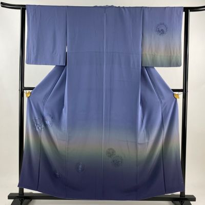 大幅値下げ　長襦袢　作家物　ペールブルーグリーンからパープルへのぼかし　正絹 大幅値下げ 長襦袢 作家物 ペールブルーグリーンからパープルへ