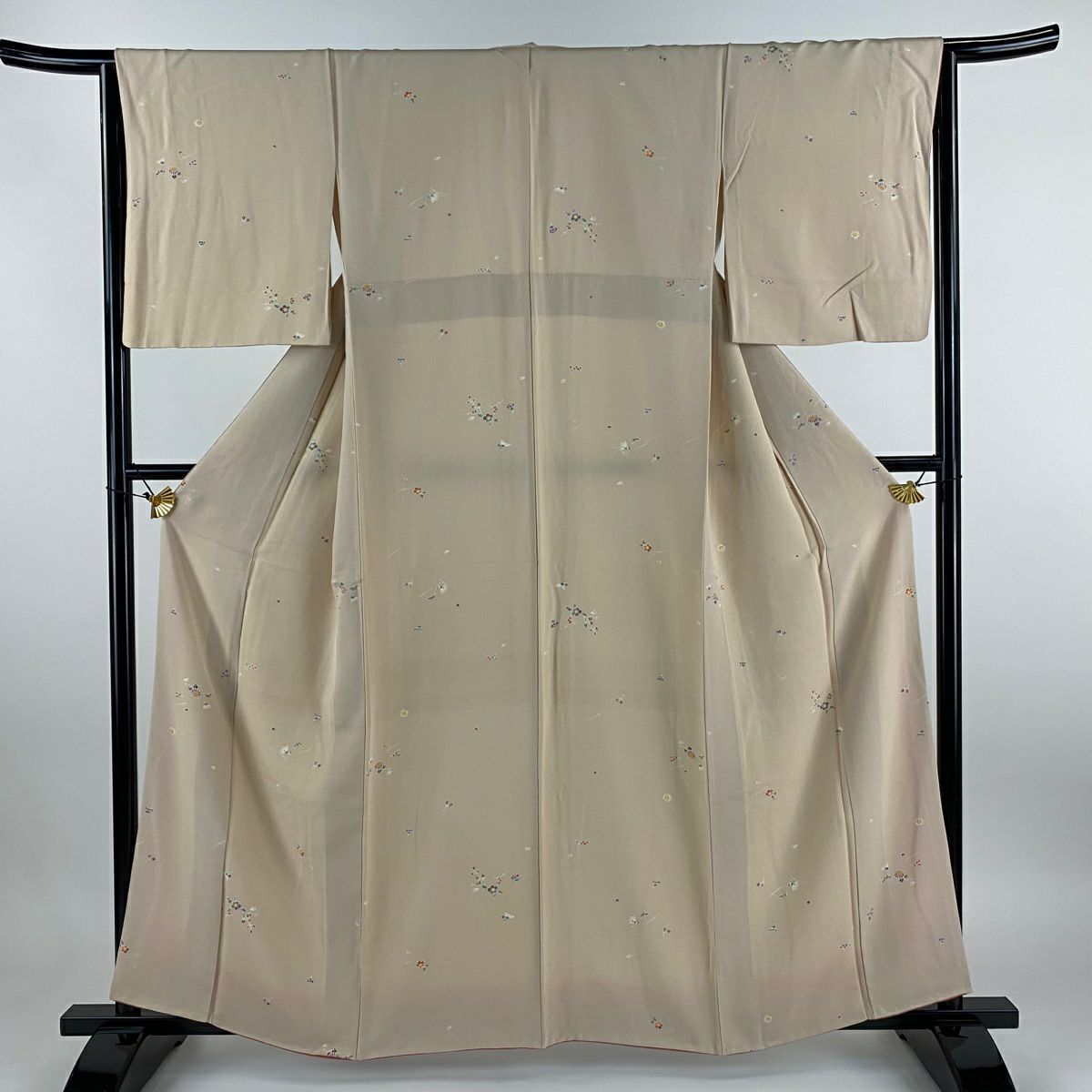 50％OFF 小紋 身丈162.5cm 裄丈64cm M 袷 花 ぼかし ピンク 正絹