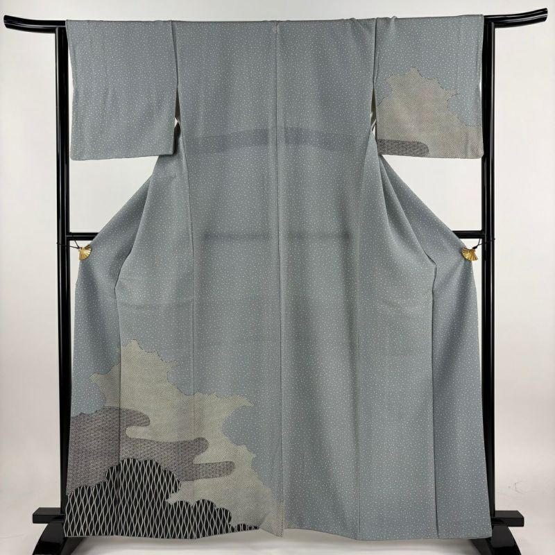 2点セット作家正絹色留袖立体な菊袋帯淡いパープル身丈151㎝