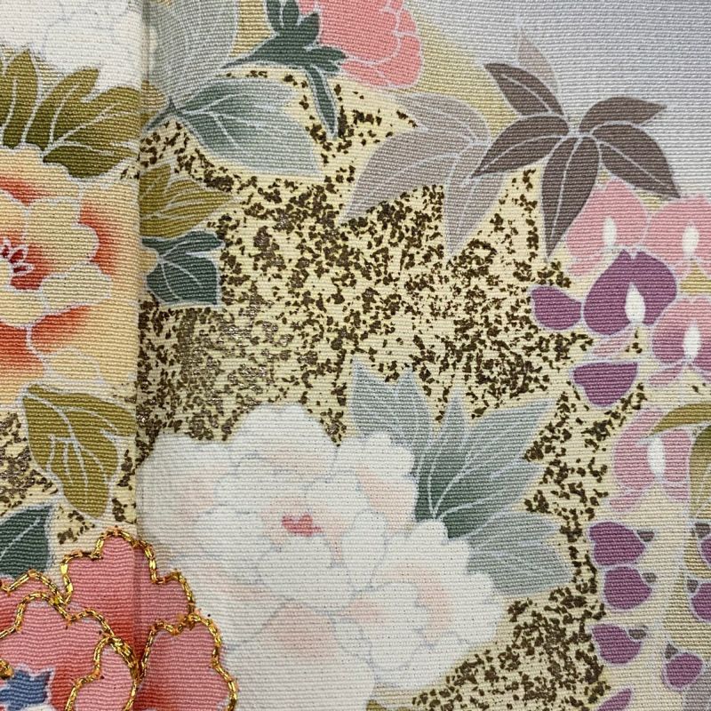 訪問着 身丈174cm 裄丈68cm L 袷 花丸文 松竹梅 金糸 金彩 青