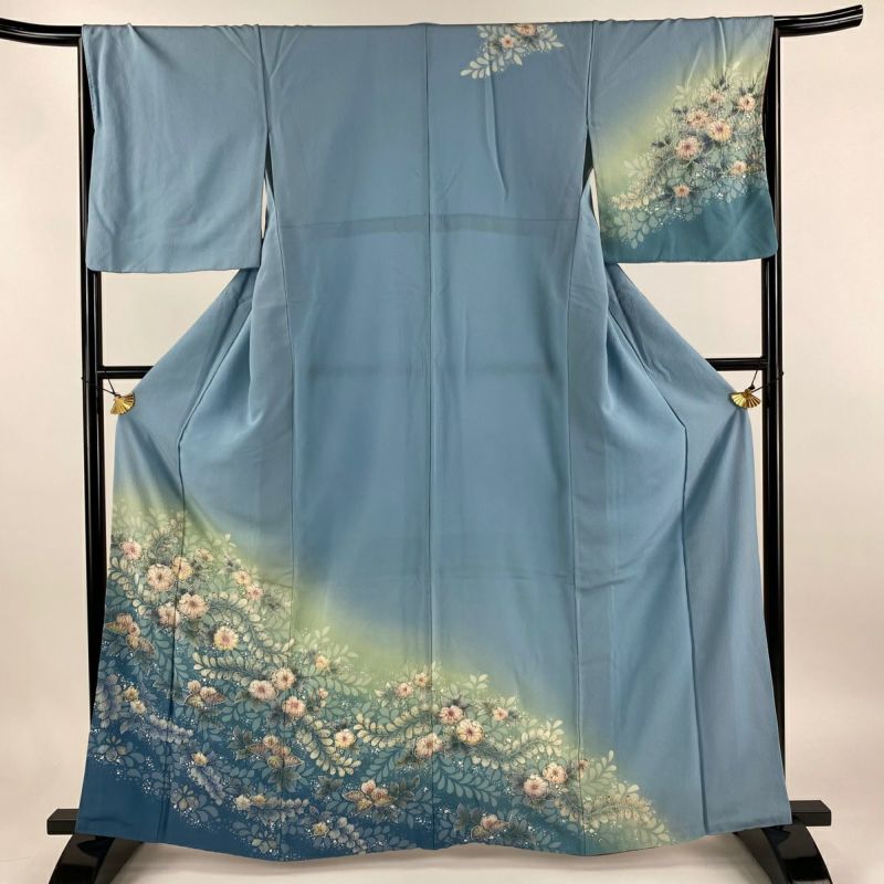 半額 50％OFFの通販 訪問着 身丈163.5cm 秀 正絹 水色 ぼかし 辻が花 袷 M 裄丈66cm 着物・浴衣