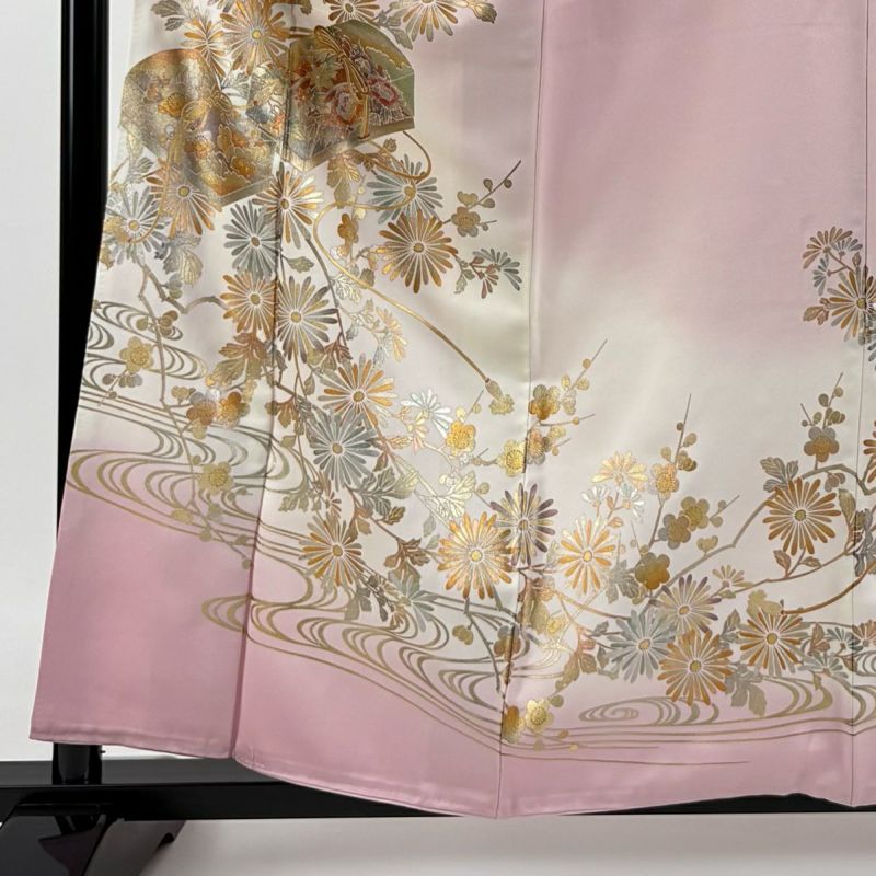 色留袖 身丈159.5cm 裄丈64.5cm M 袷 和田光正 落款あり 文箱 菊