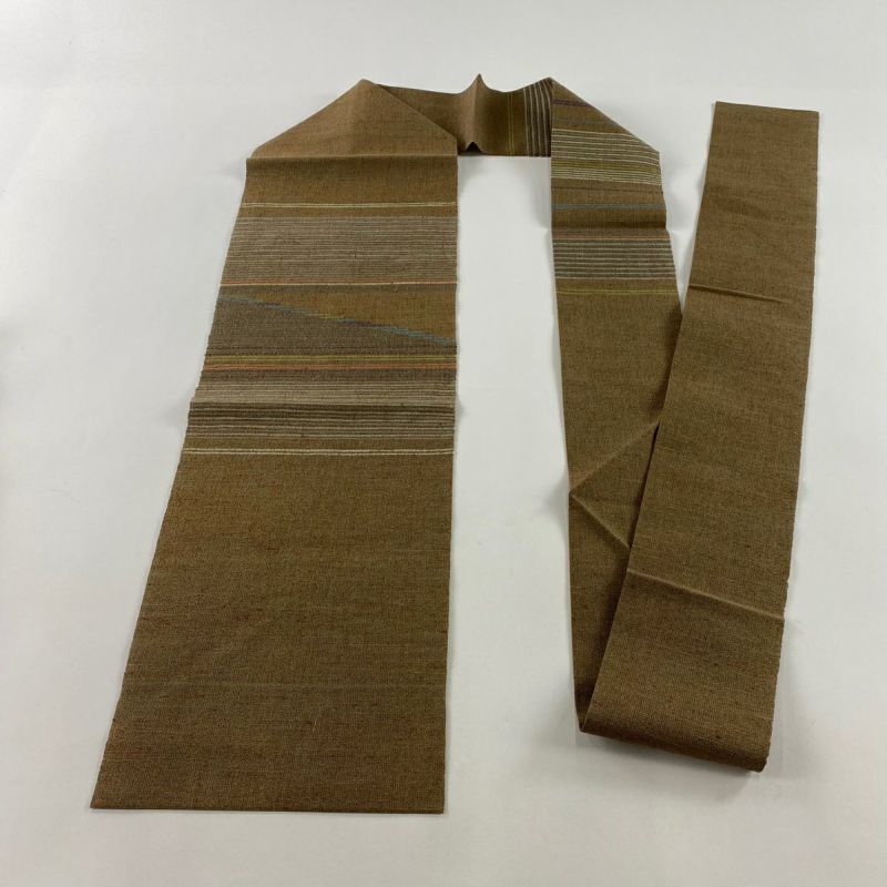 名古屋帯 秀品 縞 幾何学 茶色 正絹｜中古・古着・リサイクル