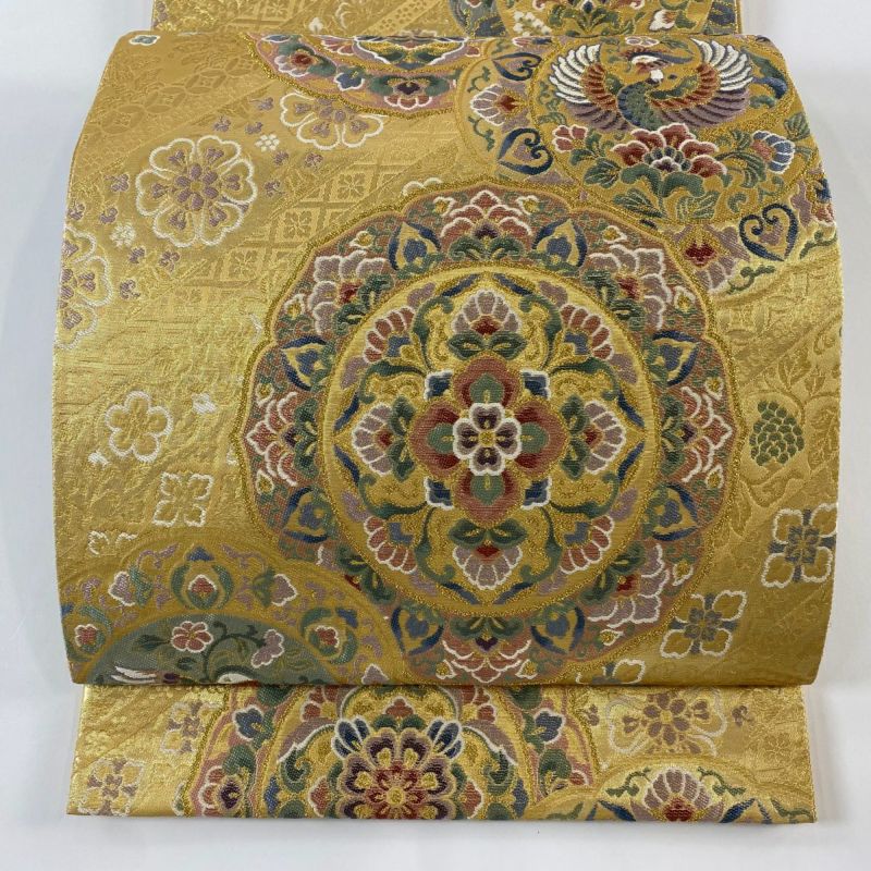 袋帯 美品 秀品 華文 鳳凰 金糸 箔 金色 六通 正絹｜中古・古着