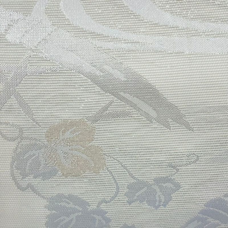 袋帯 美品 秀品 夏帯 流水 葉柄 箔 金糸 クリーム 六通 正絹