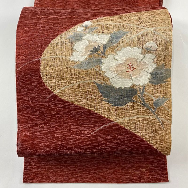 楽天市場】袋帯 美品 逸品 雪英導 御所車 草花 刺繍 金糸 金色