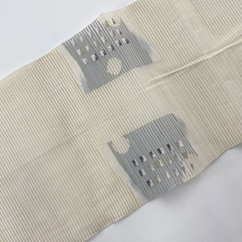 web限定アイテム 秀品 名古屋帯 夏帯 幾何学模様 霞 八寸名古屋帯 松葉仕立て 着物・浴衣