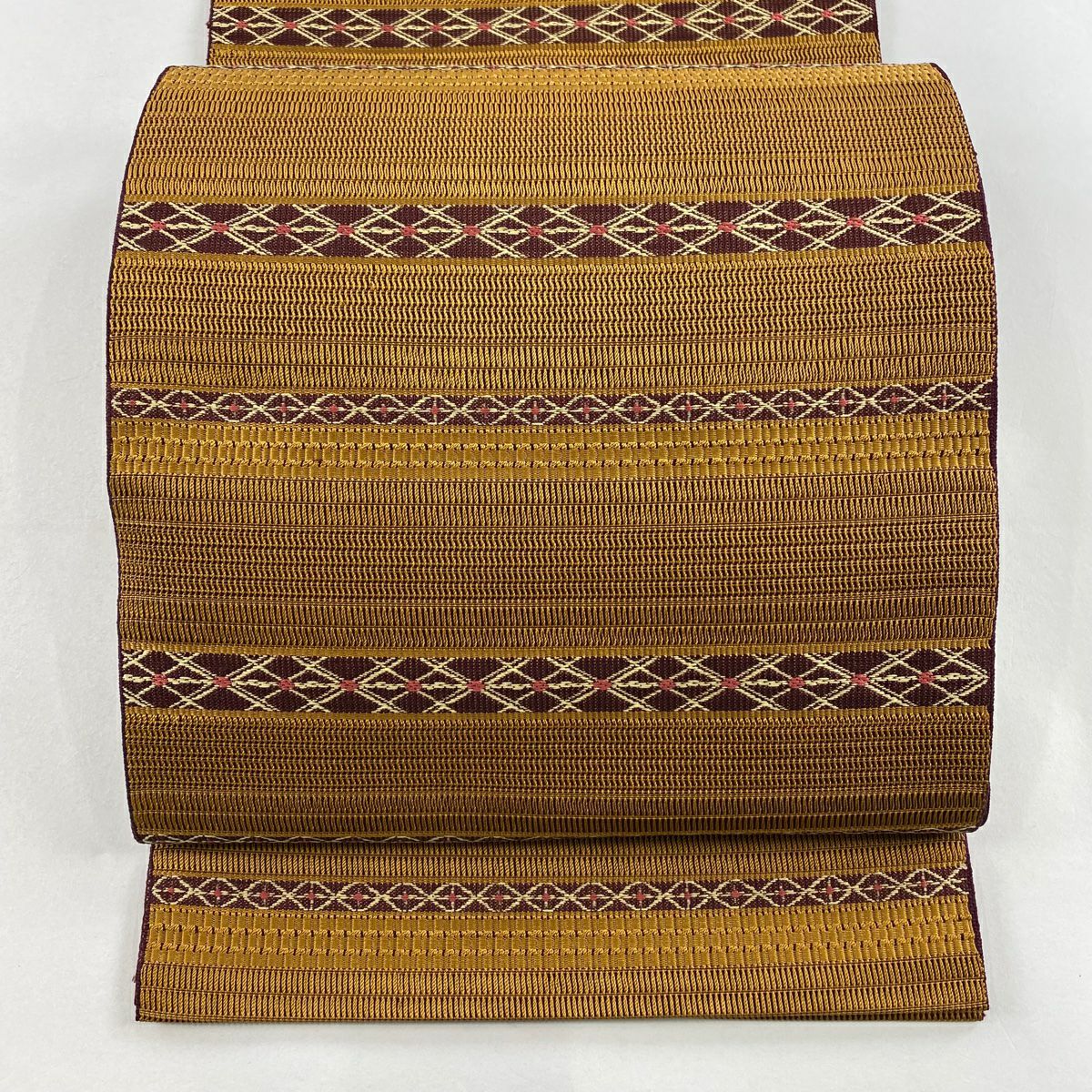 美品】 名古屋帯 秀品 八寸名古屋帯 松葉仕立て 霞 焦茶色 正絹｜中古